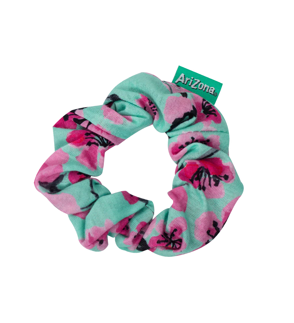 Teal & Pink Cherry Blossom Scrunchie