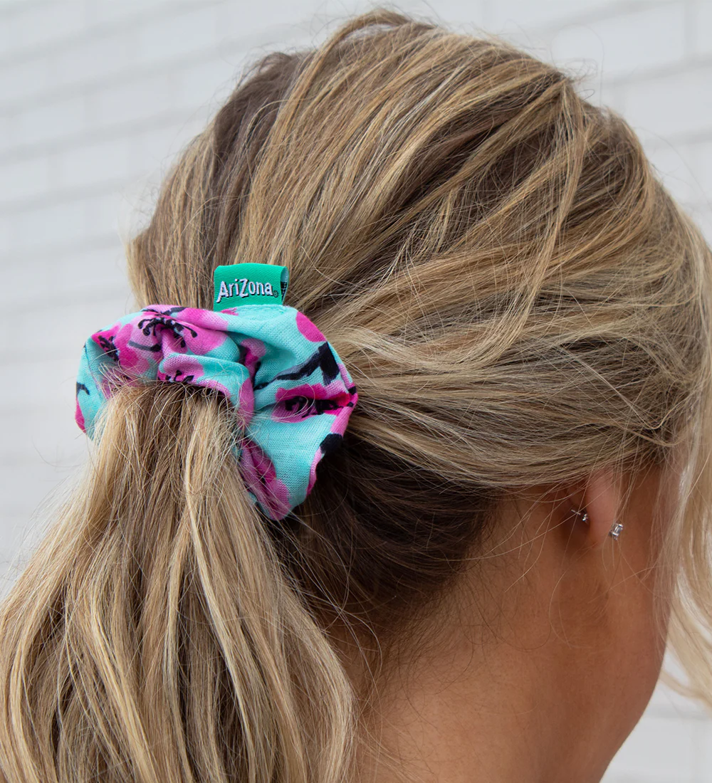 120-teal-pink-cherry-blossom-scrunchie-2.webp Teal & Pink Cherry Blossom Scrunchie