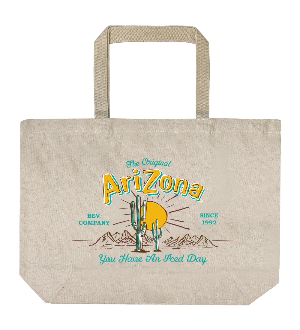 Beige Logo Cactus Canvas Tote Bag