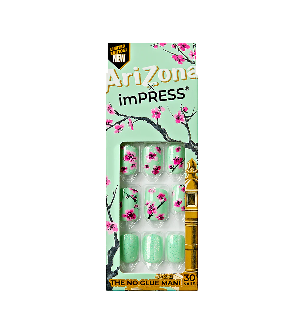 Teal & Pink Cherry Blossom Press-On Nails