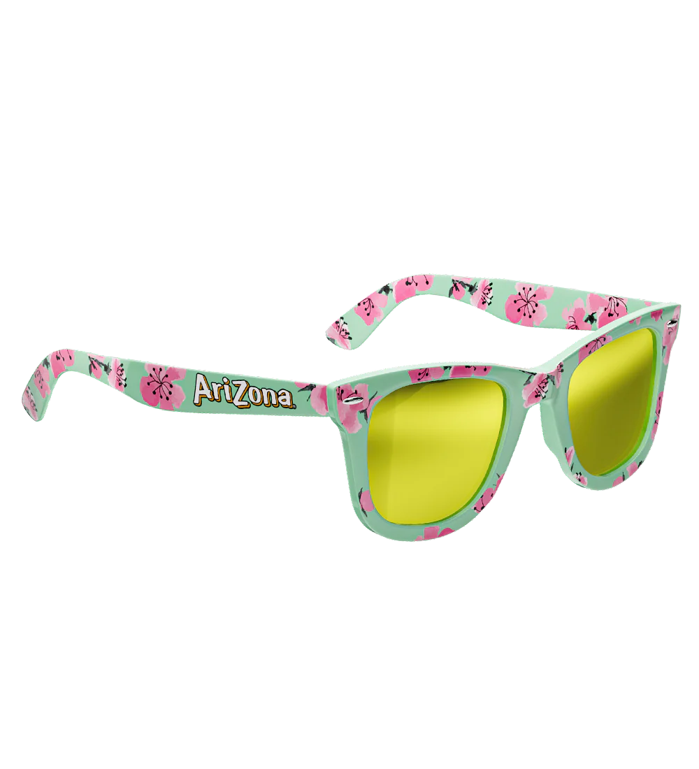 Teal & Pink Cherry Blossom 53 MM Square Sunglasses