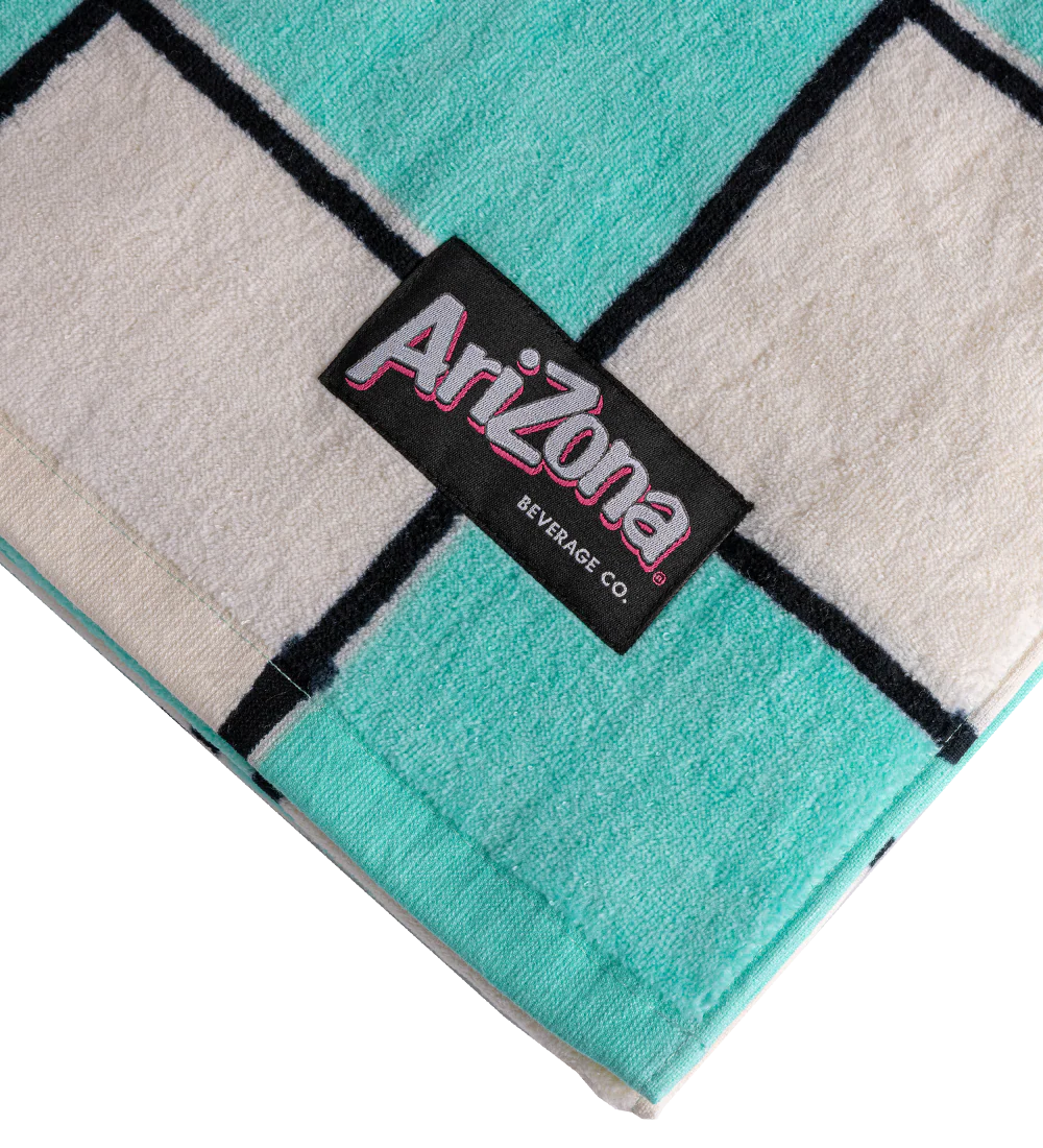 Cream & Teal Checkerboard Cotton Beach Towel