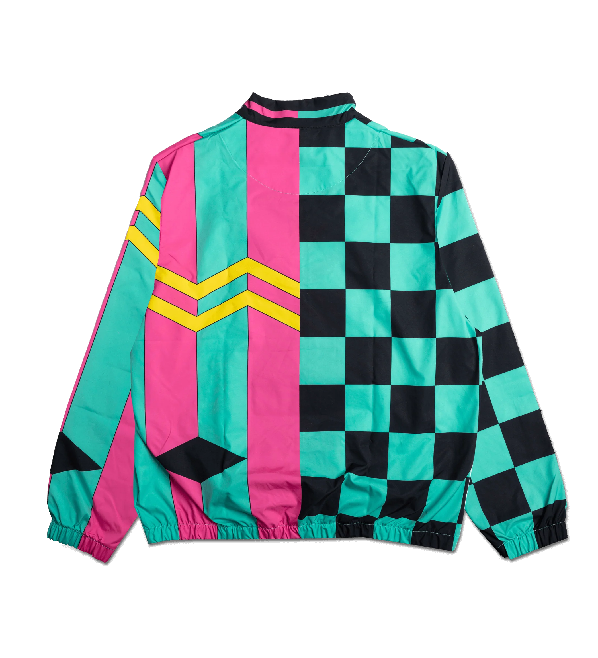 Teal & Pink Checkerboard Zigzag Windbreaker Jacket