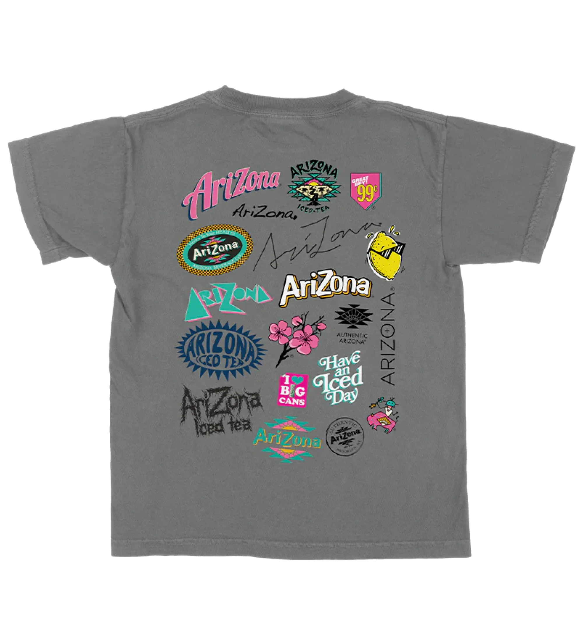 Gray Logo Collage Cotton T-Shirt