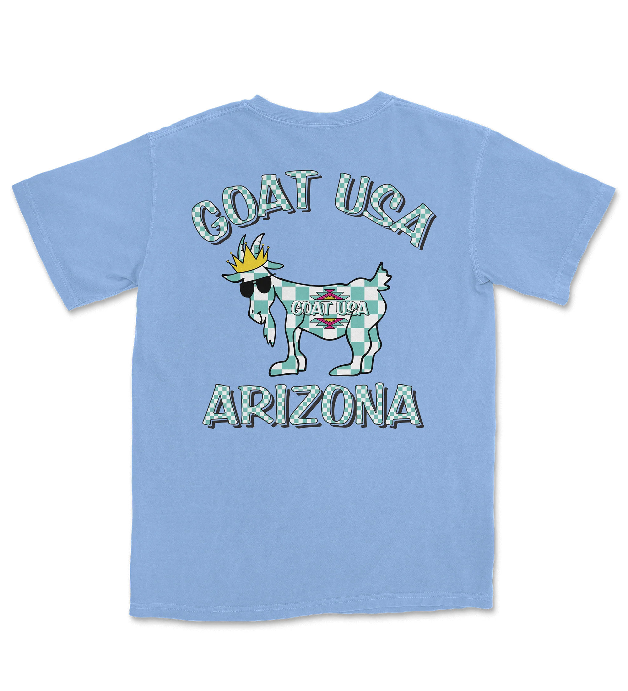 Blue Checkerboard Goat Cotton-Blend T-Shirt