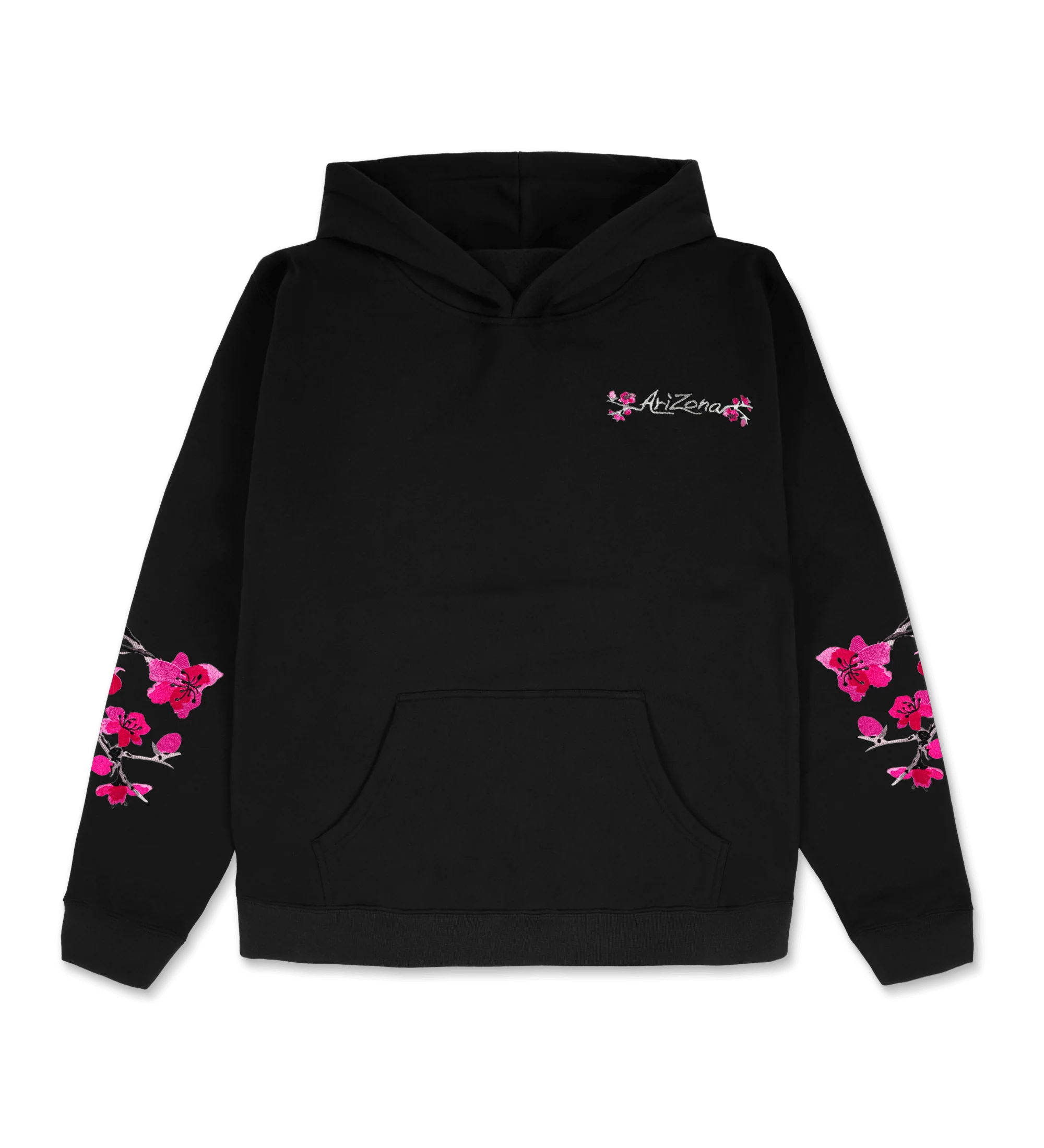 Heritage Black Blossom-Embroidered Cotton Hoodie