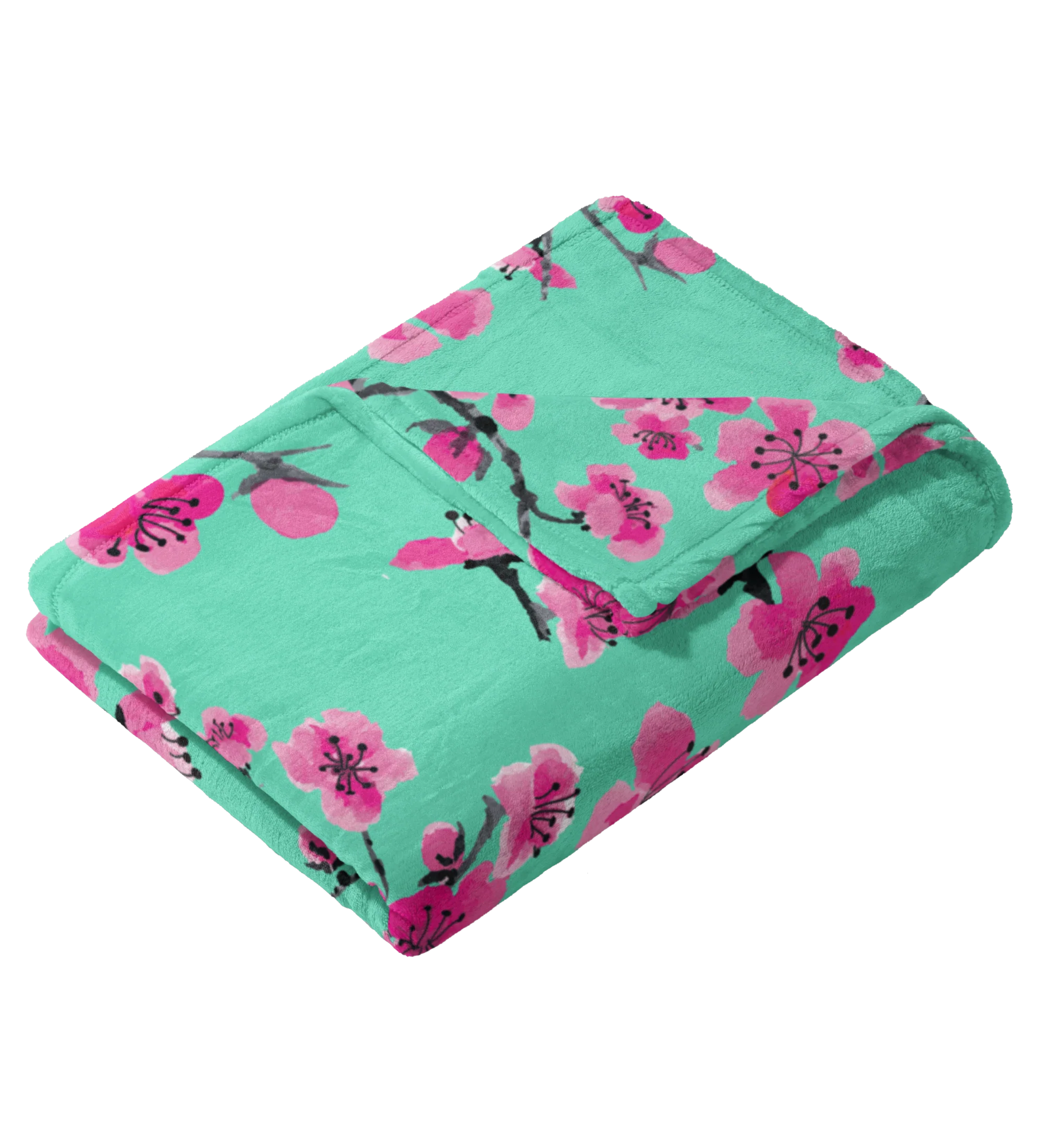 624-pink-teal-cherry-blossom-double-sided-blanket-1.webp Pink & Teal Cherry Blossom Double-Sided Blanket