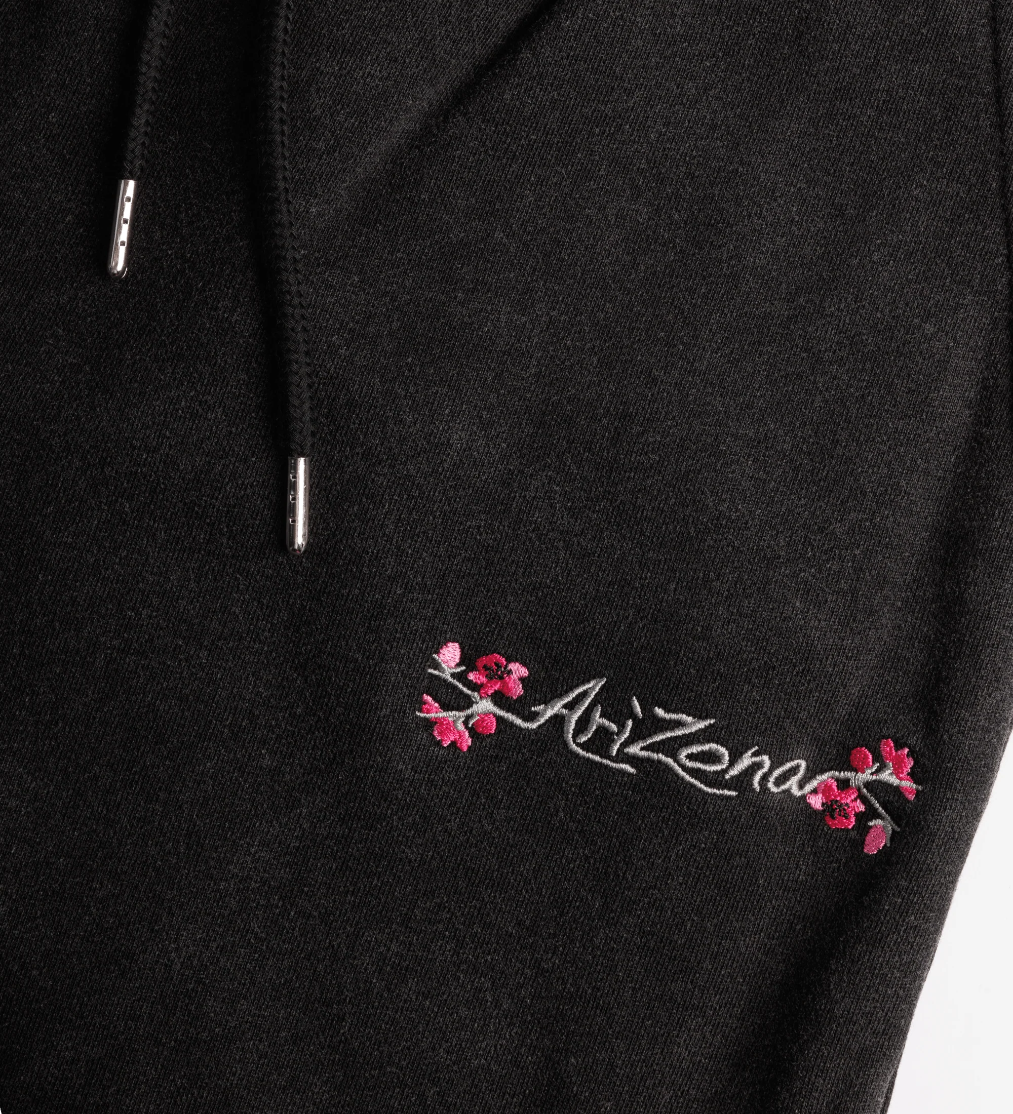 Black Cherry Blossom-Embroidered Cotton Sweatpants