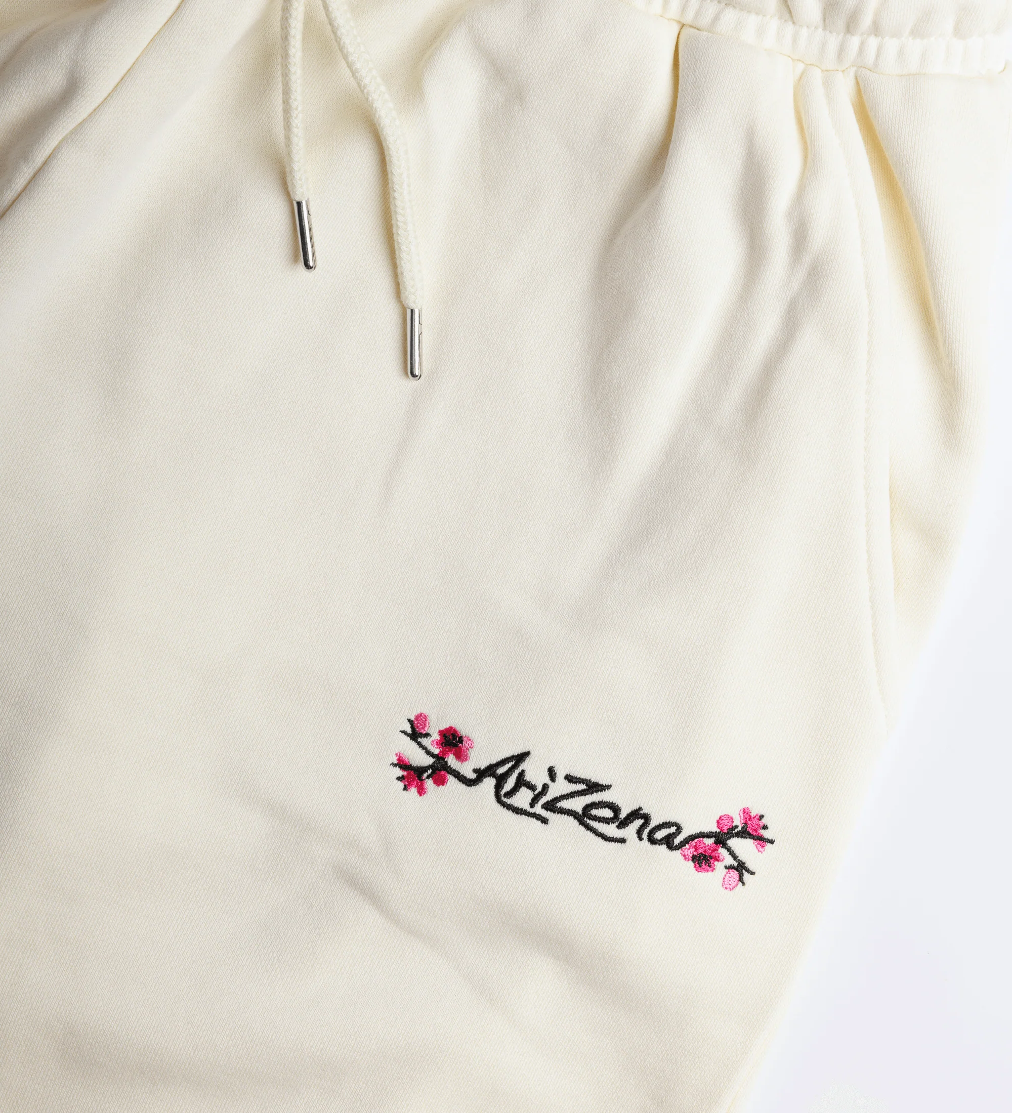 Ivory Cherry Blossom-Embroidered Cotton Sweatpants