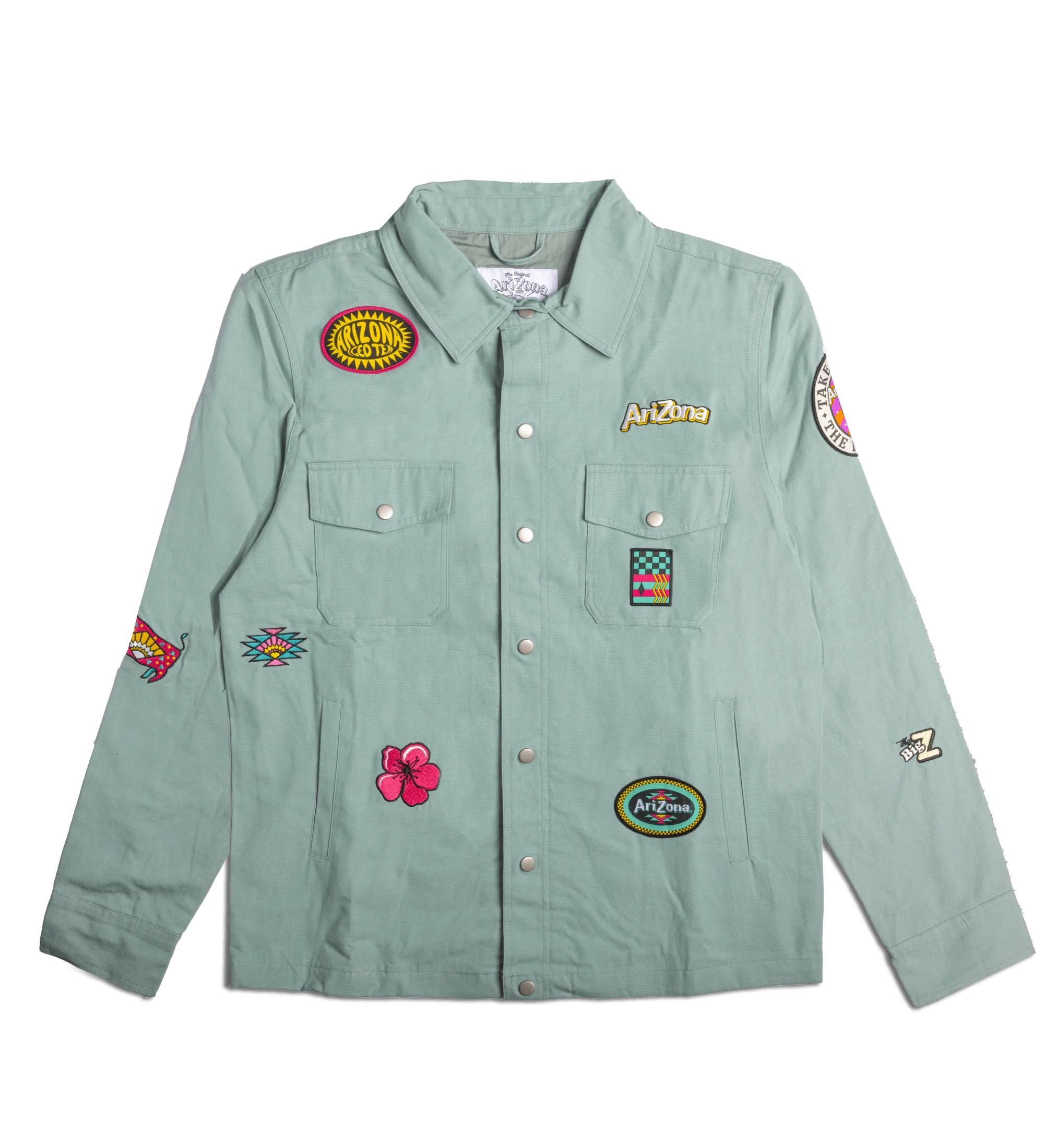 Teal Patch Cotton Workwear Shirt