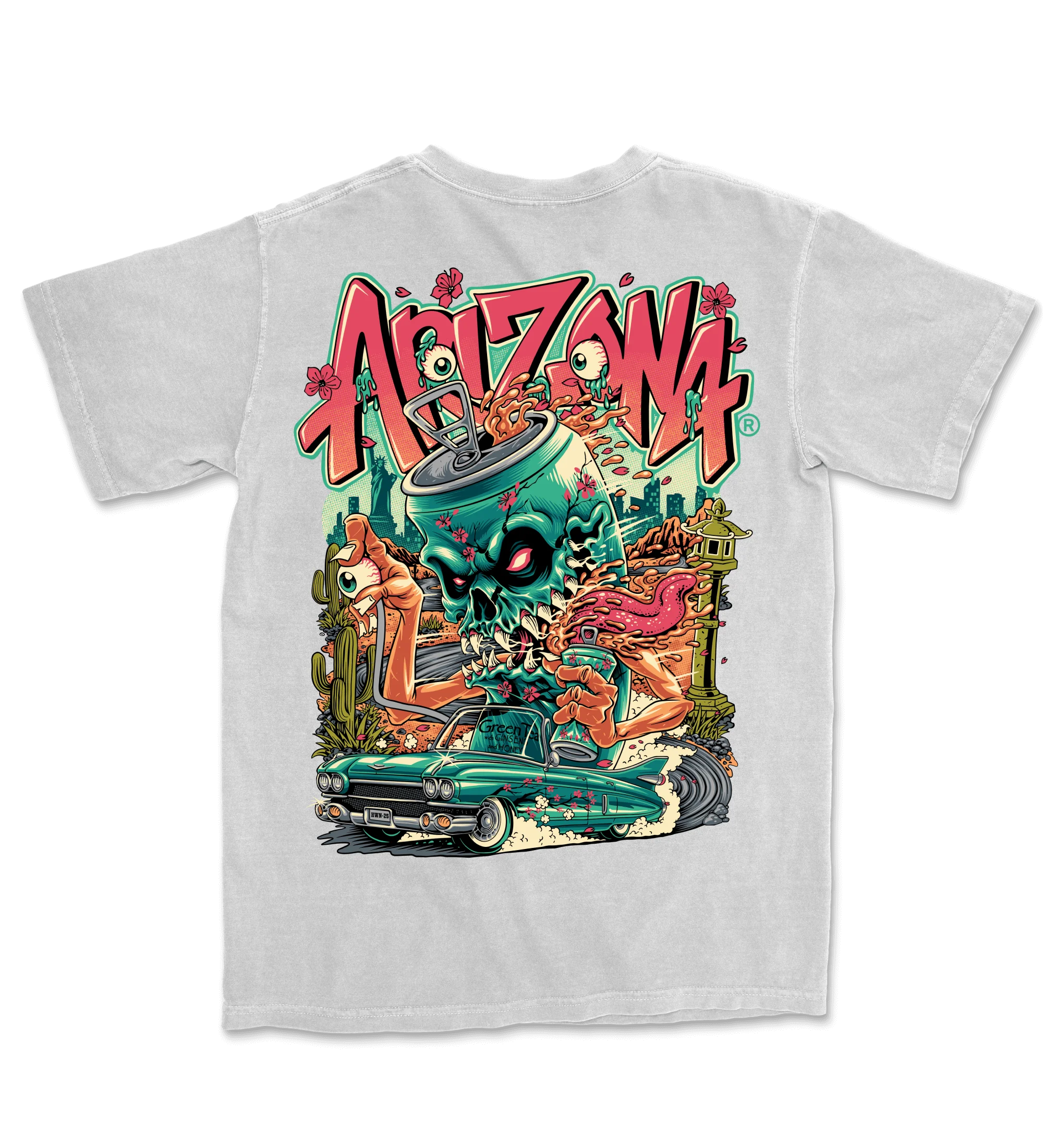 Evil Green Tea White Cotton T-Shirt